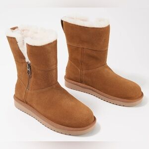 Koolaburra by Ugg Cozy Brown Zip Boots with Faux Fur Lining kids 2